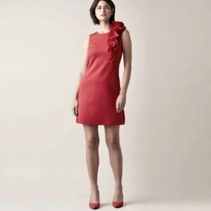 Jason Wu Ruffle Shoulder A-line Dress Red